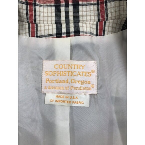 vtg Country Sophisticates Pendleton Ladies sz 8 Silk Blend Plaid Check Blazer - Picture 7 of 8